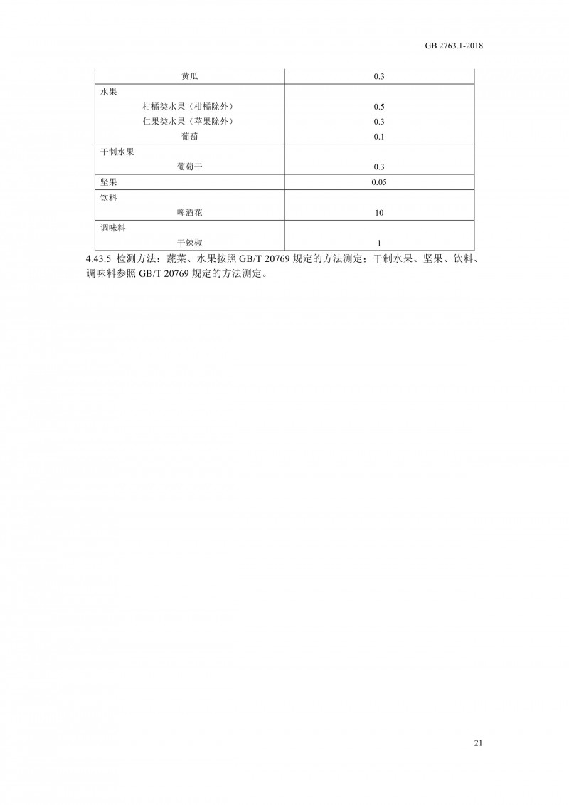 GB 2763.1-2018《食品安全國家標(biāo)準(zhǔn)食品中百草枯等43種農(nóng)藥最大殘留限量》0024